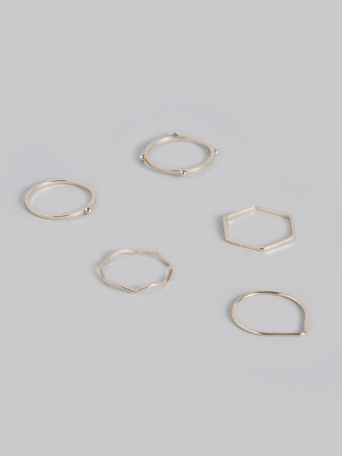 

MANGO Women Set of 5 Gold-Toned Finger Rings