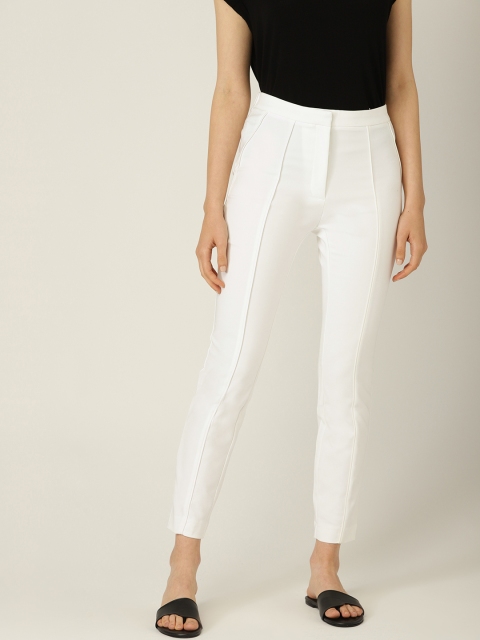 

MANGO Women White Regular Fit Solid Regular Trousers, Off white