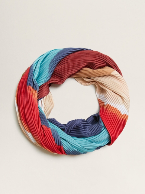 

MANGO Women Red & Blue Dyed Accordion Pleat Neck Scarf