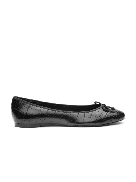 

MANGO Women Black Croc Textured Ballerinas