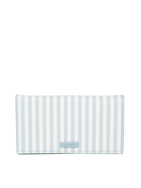 

MANGO Women White & Blue Striped Two Fold Wallet