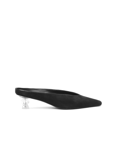 

MANGO Women Black Solid Suede Pumps