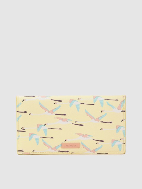 

MANGO Women Yellow & Blue Printed Two Fold Wallet