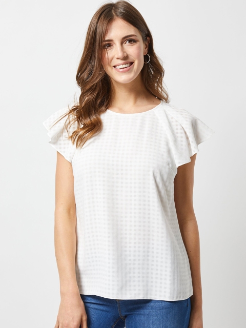 

DOROTHY PERKINS Women White Checked Top