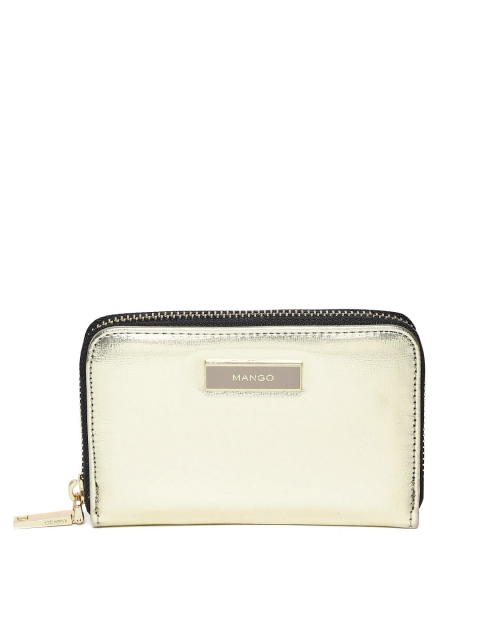 

MANGO Women Gold-Toned Solid Zip Around Wallet