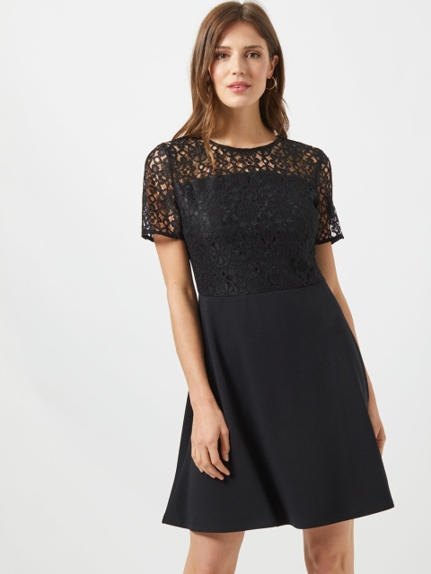 

DOROTHY PERKINS Women Black Solid Fit and Flare Dress