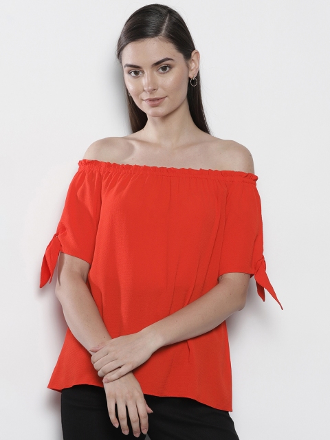 

DOROTHY PERKINS Women Red Solid Bardot Top