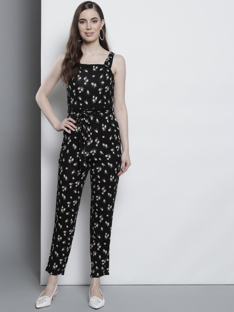 

DOROTHY PERKINS Women Black & Off-White Floral Print Basic Jumpsuit