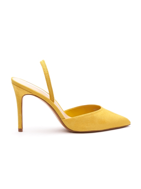 

MANGO Women Mustard Yellow Solid Pumps