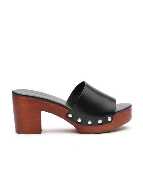 

MANGO Women Black Solid Leather Platform Heels