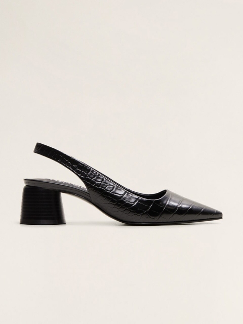 

MANGO Women Black Croc Textured Pumps