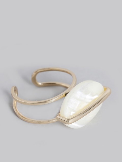 

MANGO Women Off-White & Gold-Toned Shell Adjustable Finger Ring