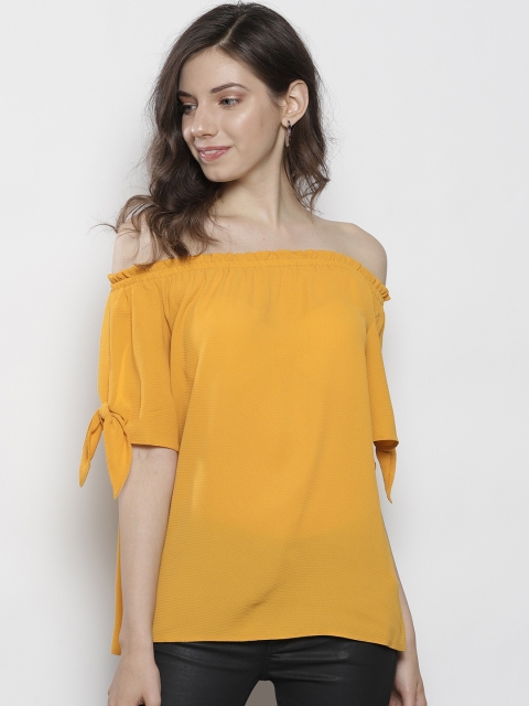

DOROTHY PERKINS Women Mustard Yellow Solid Bardot Top