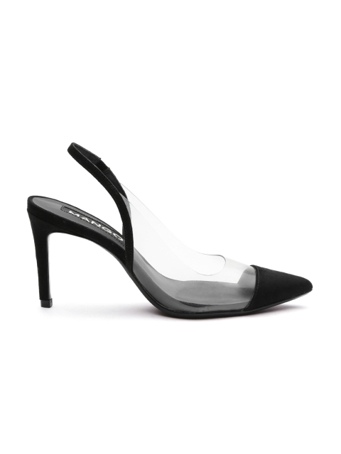 

MANGO Women Black & Transparent Pumps