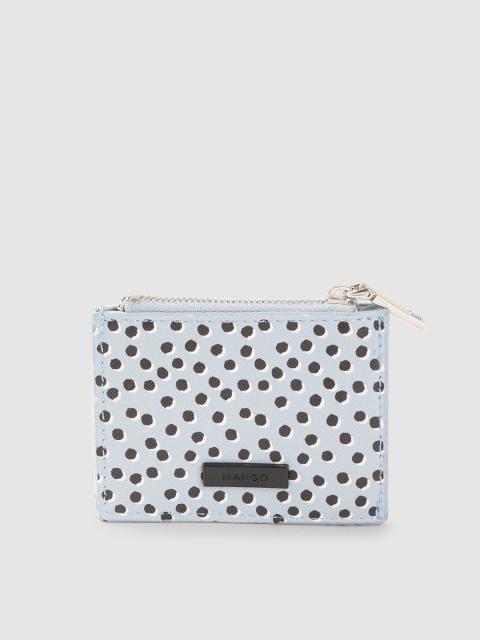 

MANGO Blue & Black Printed Coin Purse with Card Holders