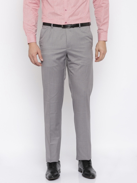 

Van Heusen Men Grey Solid Custom Fit Flat-Front Trousers