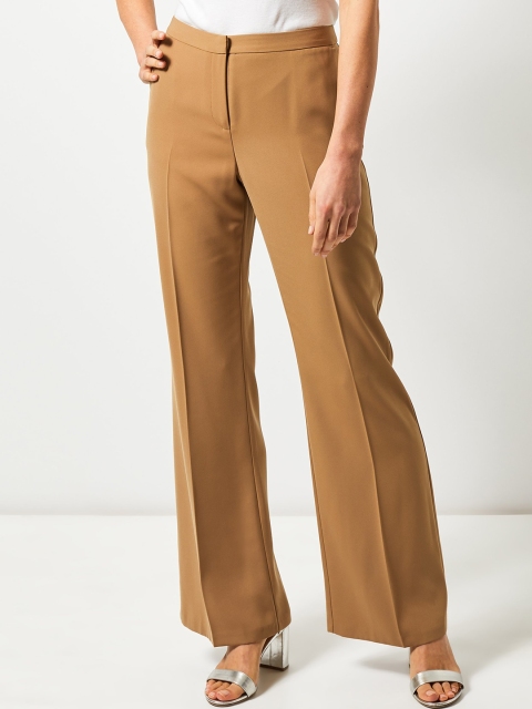 

DOROTHY PERKINS Women Khaki Solid Regular Fit Parallel Trousers