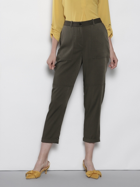 

DOROTHY PERKINS Women Olive Green Regular Fit Solid 3/4th Trousers