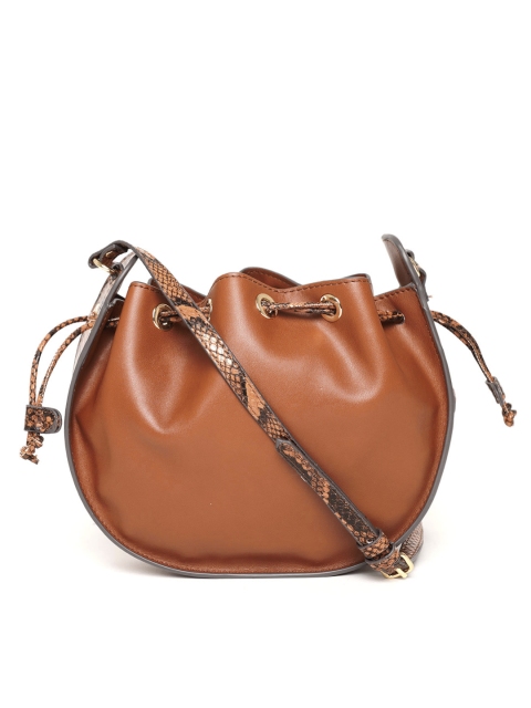 

MANGO Tan Brown Solid Sling Bag