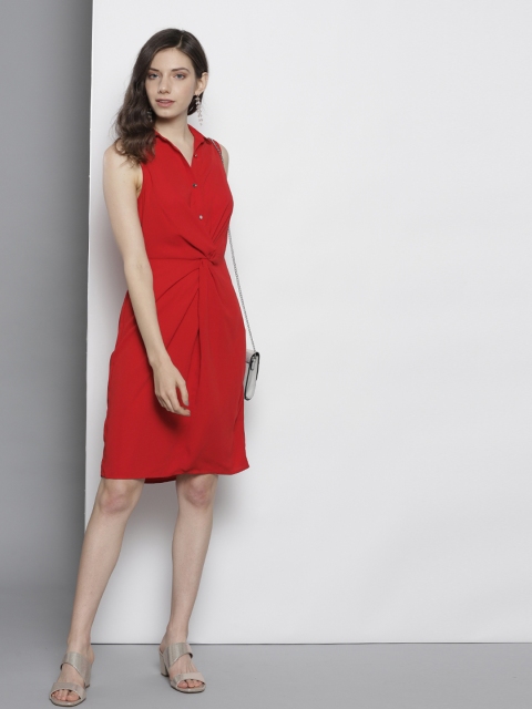 

DOROTHY PERKINS Women Red Solid Shirt Dress