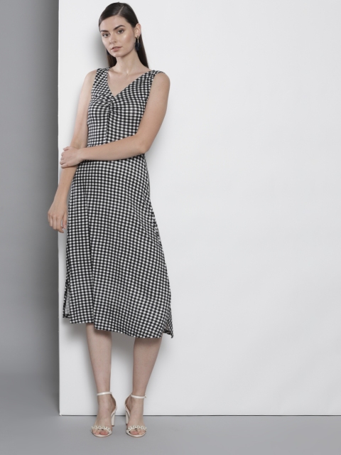 

DOROTHY PERKINS Women Black & White Checked A-Line Dress
