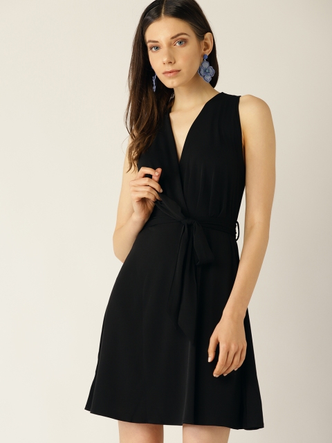 

MANGO Women Black Solid Wrap Dress