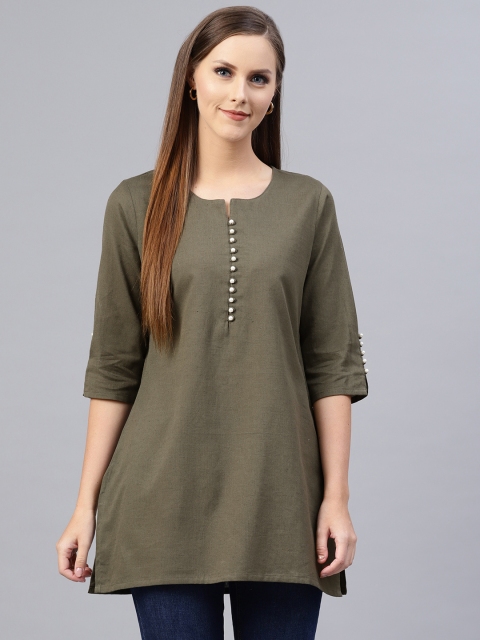 

Shree Women Olive Green Solid Tunic