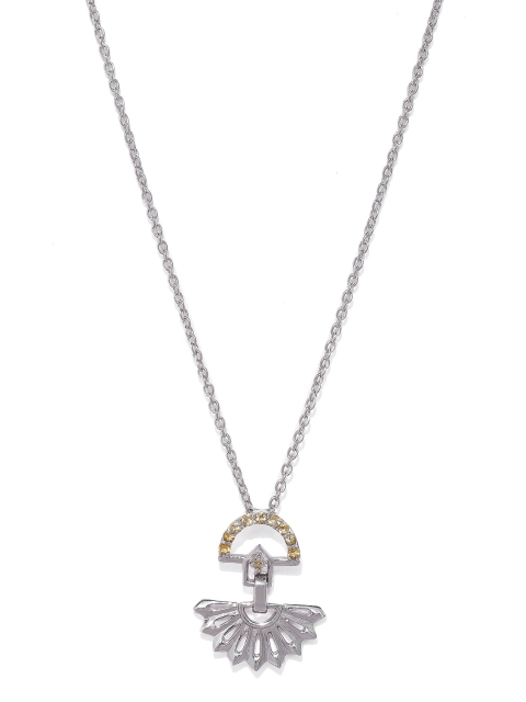 

Gehna Women Silver-Toned & Yellow 925 Sterling Silver Citrine Pendant with Chain