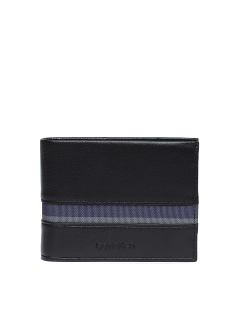 

Calvin Klein Jeans Men Black Striped Two Fold Leather Wallet