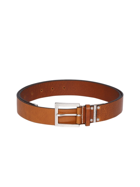 

Calvin Klein Jeans Men Tan Brown Solid Leather Belt