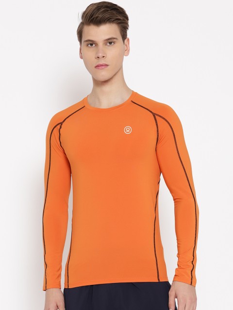 

Chkokko Men Orange Solid Round Neck Training T-shirt
