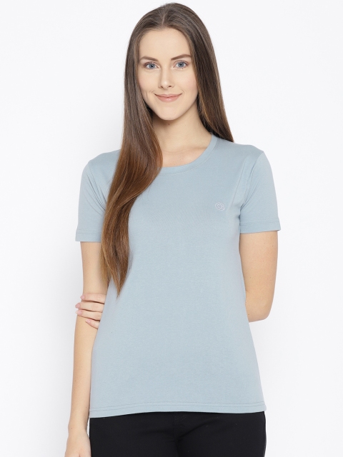 

Chkokko Women Blue Solid Round Neck T-shirt