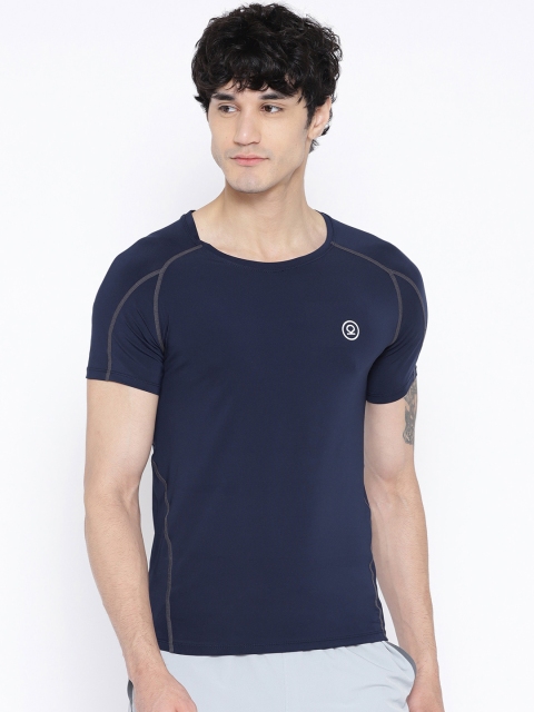 

Chkokko Men Navy Blue Solid Round Neck Training T-shirt