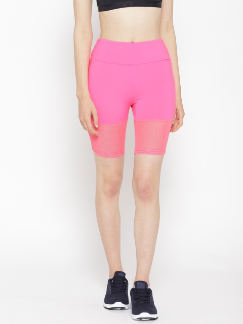

Chkokko Women Pink Solid Slim Fit High-Rise Cycling Sports Shorts