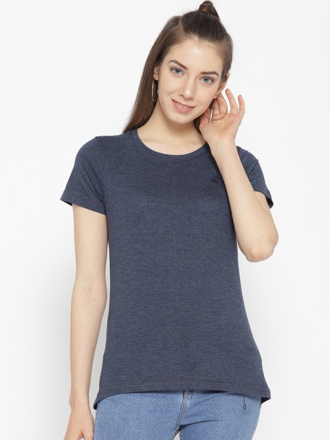 

Chkokko Women Navy Blue Solid Round Neck T-shirt