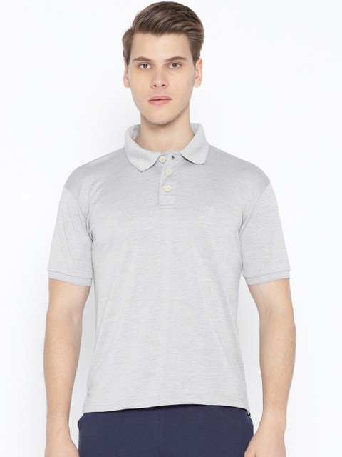 

Chkokko Men Grey Solid Polo Collar Sports T-shirt