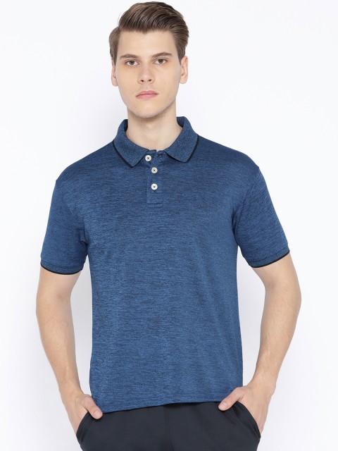 

Chkokko Men Blue Self Design Polo Collar Sports T-shirt