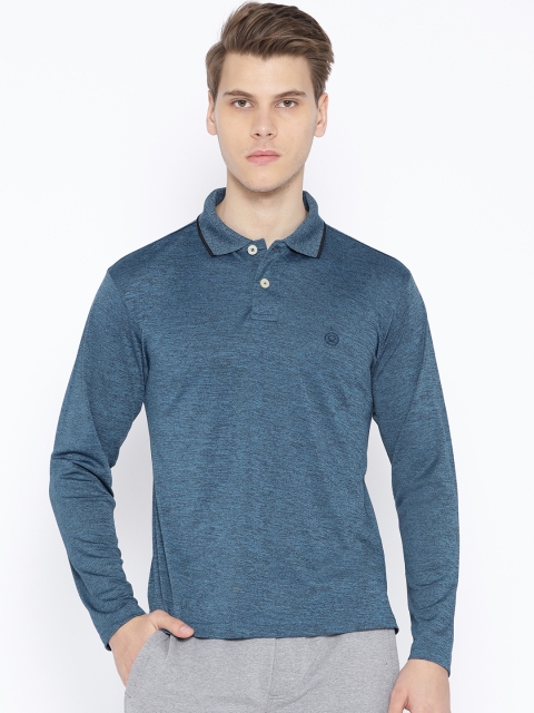 

Chkokko Men Teal Green Solid Polo Collar Sports T-shirt