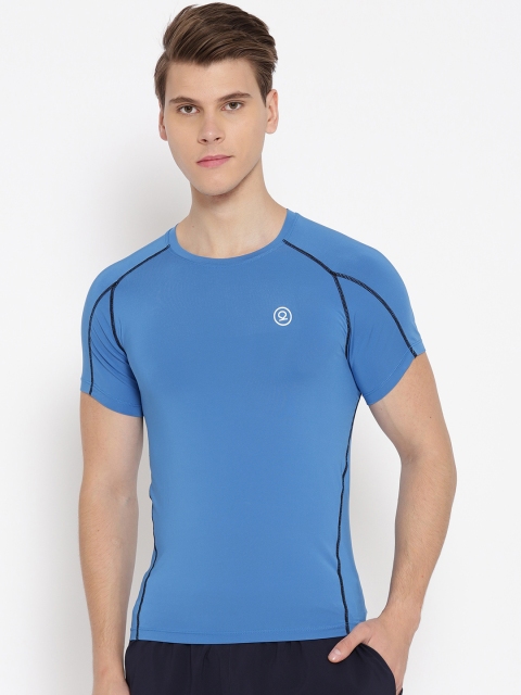 

Chkokko Men Blue Compression Fit Solid Round Neck Training T-shirt