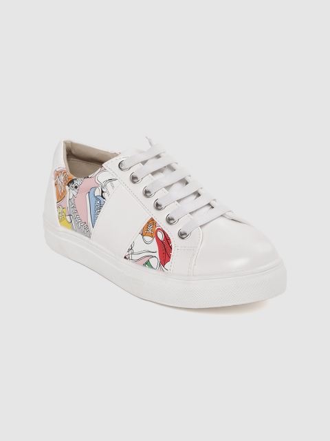 

Tresmode Women White Printed Slip-On Sneakers