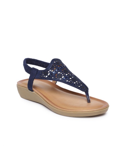 

Tresmode Women Navy Blue Solid T-Strap Flats