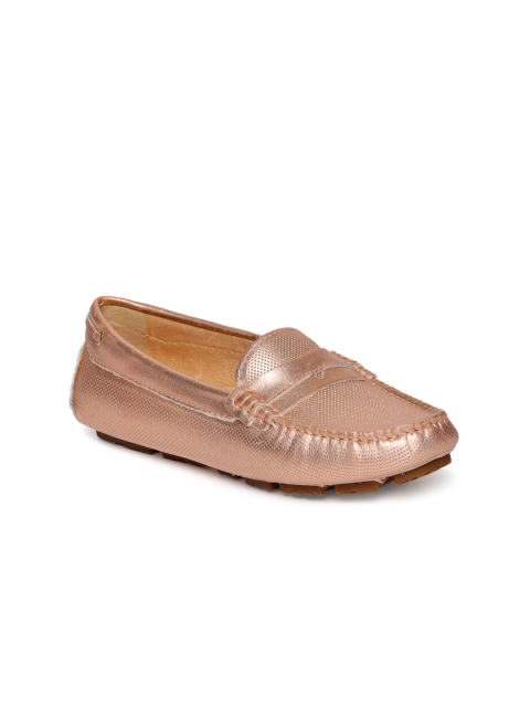 

Tresmode Women Rose Gold Leather Loafers