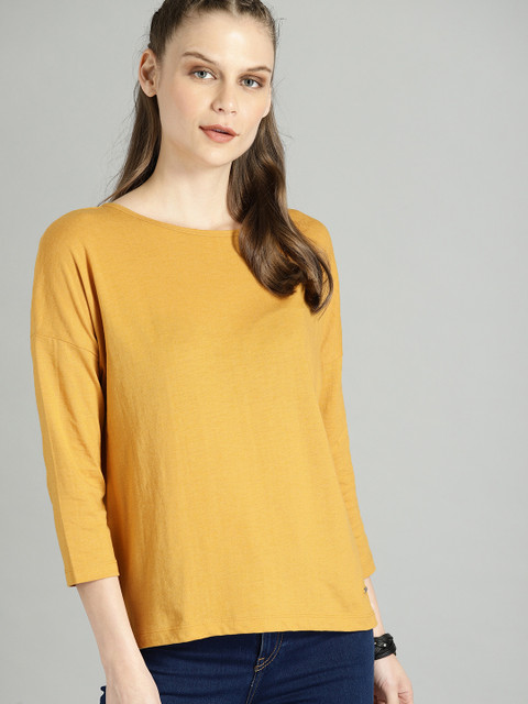 

The Roadster Lifestyle Co Women Mustard Yellow Solid Top