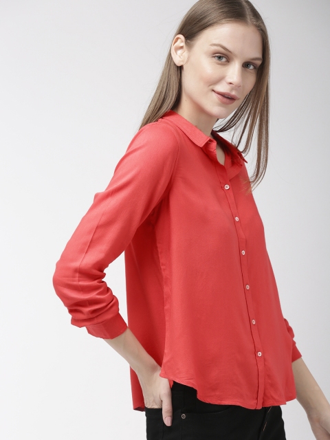 

Mast & Harbour Women Red Regular Fit Solid Casual Shirt