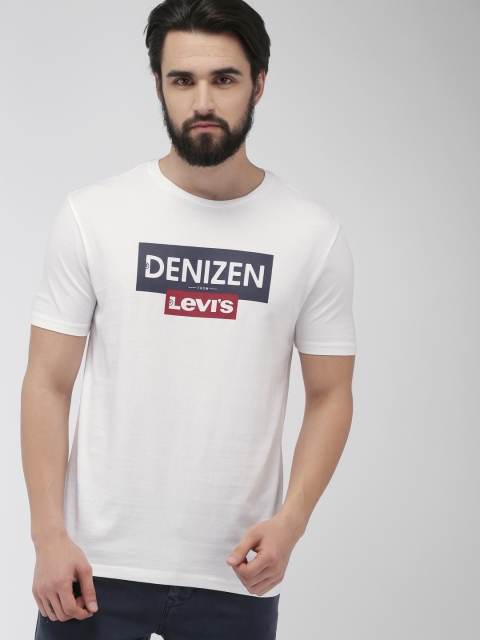 

Denizen From Levis Men White Printed Round Neck T-shirt