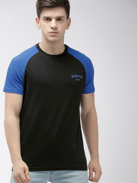 

Denizen From Levis Men Black Solid Round Neck T-shirt