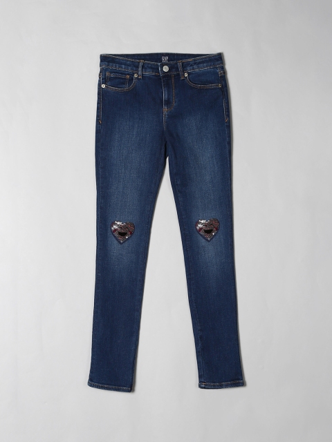 

GAP Girls Blue Superdenim Flippy Sequin Jeans with Fantastiflex