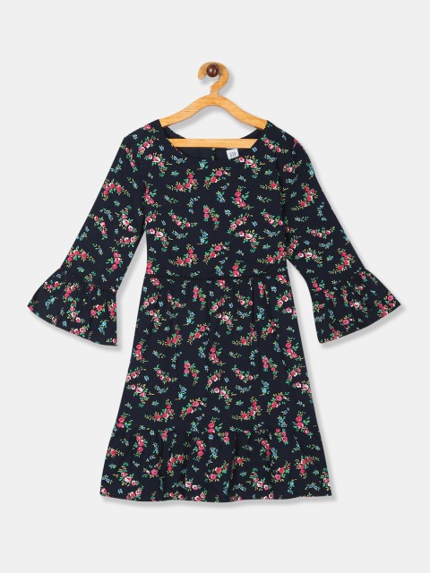 

GAP Girls Navy Blue Printed Fit and Flare Dress