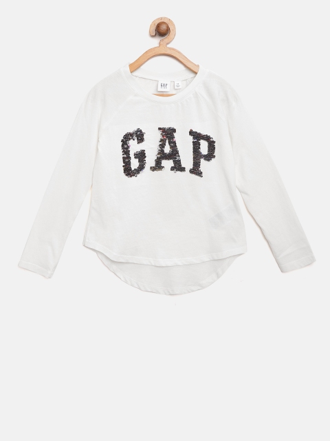 

GAP Girl Logo Long Sleeve T-Shirt, Off white