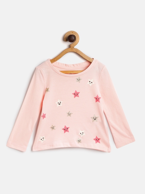 

GAP Girls Pink Printed Round Neck T-shirt, Peach